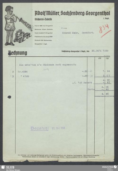 Vorschaubild von Adolf Müller, Sachsenberg-Georgenthal i. Vogtl., Stickerei-Fabrik