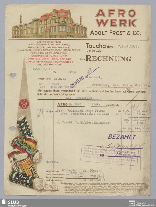 Vorschaubild von Afro-Werk, Adolf Frost & Co., Taucha