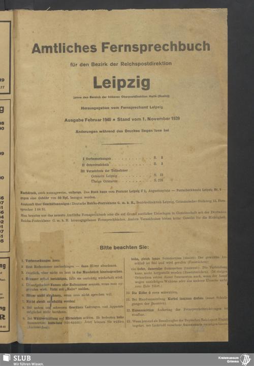 Vorschaubild von [Amtliches Fernsprechbuch für den Bezirk der Reichspostdirektion Leipzig]