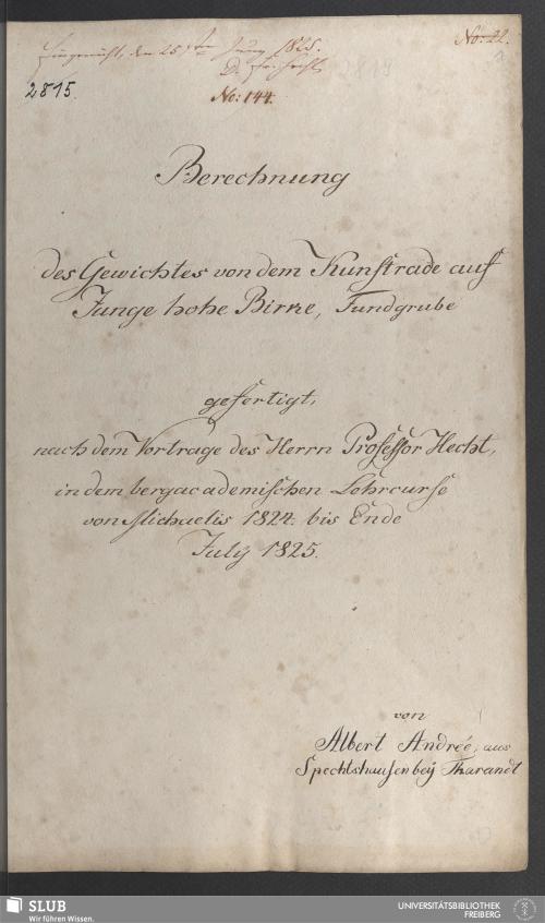 Vorschaubild von Berechnung des Gewichtes von dem Kunstrade auf Junge hohe Birke, Fundgrube - 18.7492 4.