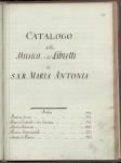 CATALOGO della MUSICA, e de' Libretti di S.A.R. MARIA ANTONIA - Bibl.Arch.III.Hb,Vol.787.g,3