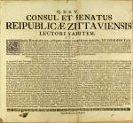 Vorschaubild von Consul Et Senatus Reipublicae Zittaviensis Lectori Salutem