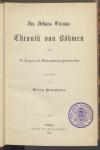 Vorschaubild von Des Dekans Cosmas Chronik von Böhmen