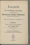 Vorschaubild von Festschrift zur Feier des 25jährigen Amtsjubiläums des Herrn Professor Heinrich Julius Kämmel
