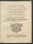 Vorschaubild von Paulli Frisii De Gravitate Universali Corporum Libri Tres