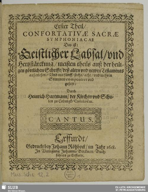 Vorschaubild von Erster Theil/ Confortativae sacrae symphoniacae