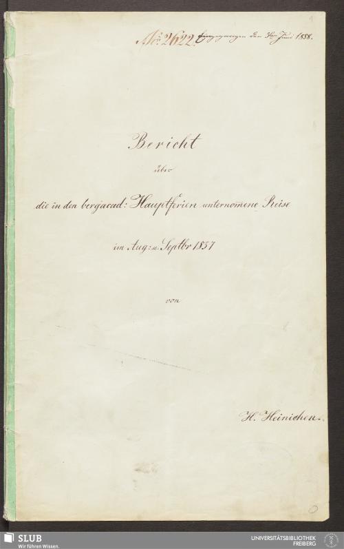 Vorschaubild von Bericht über die in den bergacad: Hauptferien unternom̄ene Reise im Aug: u. Septbr 1857 - 18.7270 4.