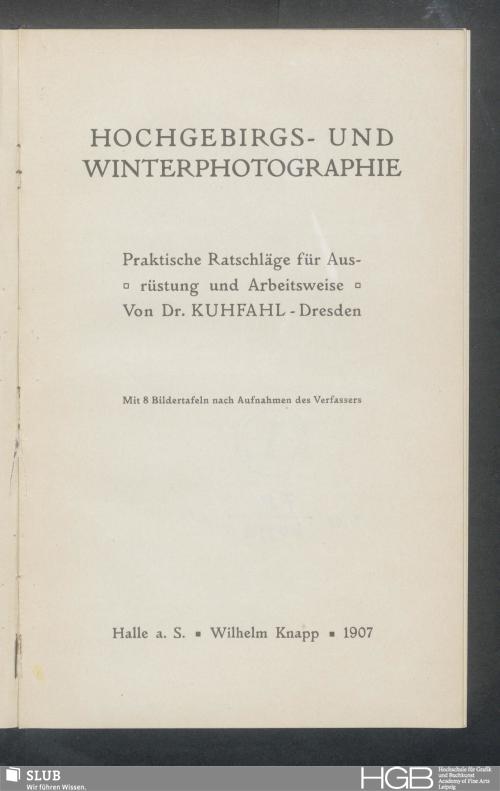 Vorschaubild von Hochgebirgs- und Winterphotographie