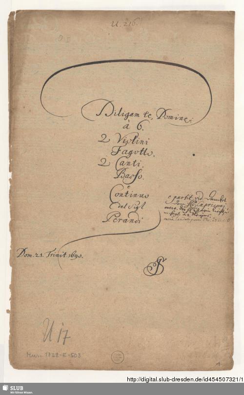 Vorschaubild von Diligam te Domine - Mus.1738-E-503