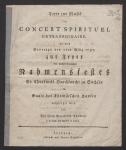 Vorschaubild von Texte zur Musik im Concert Spirituel Extraordinaire, welches Sonntags den 5ten März 1797. zur Feyer des ... Rahmensfestes ... im Saale des Thomäischen Hauses aufgeführt wird