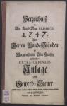 Vorschaubild von Verzeichniß der Am Land-Tage Elisabeth 1747. Von Herren Land-Ständen im Marggraffthum Ober-Lausitz, geschlossenen Extra-Ordinair- Anlage und Gewerbe-Steuer