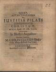 Vorschaubild von Actum Oratorium De Justitia Pilati Condemnantis Christum, ad d. 12. April. MDCLXXI. instituendum