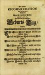 Vorschaubild von Eine geringe Recommendation eines noch geringern Geschencks Gegen die vornehme Person welche am 8. April. 1684. Ihren Sieben und sechtzigsten Geburts-Tag, begieng