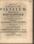 Vorschaubild von Eruditam Pietatem, Memoriae Wincklerianae d. 30. Maj. MDCXC