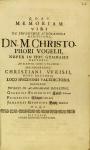 Vorschaubild von Memoriam Viri De Juventute Scholastica Meritissimi, Dn. M. Christophori Vogelii, Nuper In Hoc Gymnasio Rectoris, Ad D. XXVIII. Mart. MDCLXXIX.