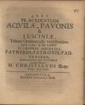 Vorschaubild von Praecedentiam Aqvilae, Pavonis & Lusciniae