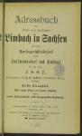 [Adressbuch der Fabrik- und Handelsstadt Limbach in Sachsen mit deren Amtsgerichtsbezirk nebst Hartmannsdorf und Rußdorf]